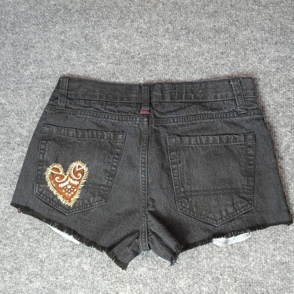 Arizona Jeans Pants - Cutoff Festival Shorts Women Size 14 Regular Black Western Cowgirl Stretch